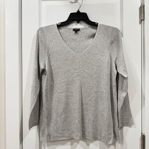 NWOT Talbots Plus Petite Grey Sweater Top V Neck Soft Cotton Blend sz 1XP